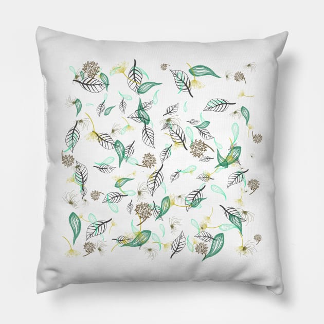 Hello Autumn, autumn leaves and flowers, botanical print Pillow by KINKDesign