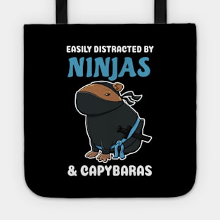 Easily Distracted by Ninjas and Capybaras Cartoon Tote