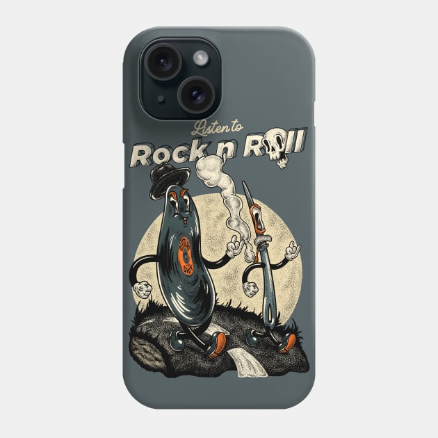 Vinyl Record & Needle - Listen to Rock n Roll (gray) Phone Case by anycolordesigns