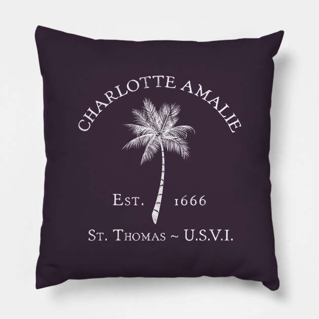 Charlotte Amalie St. Thomas U.S. Virgin Islands Vintage Palm Pillow by TGKelly