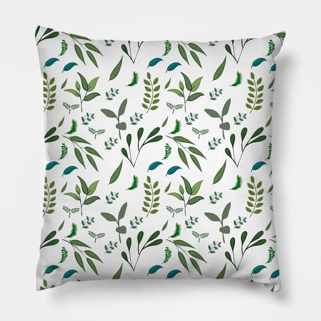 Green Leaves Pattern Pillow by SomebodyArts