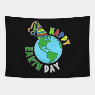 Earth day Happy Birthday Planet celebration Tapestry