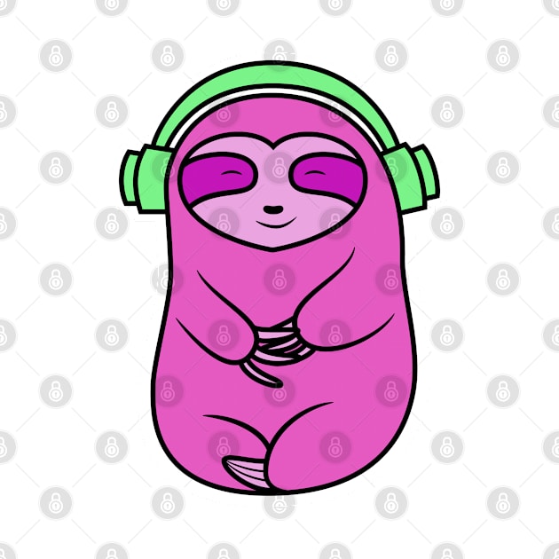 Happy Pink Sloth Listening to Music by SubtleSplit