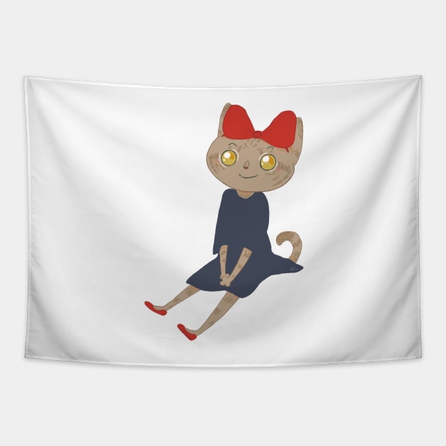 Kiki cat Tapestry by bitingnclawing