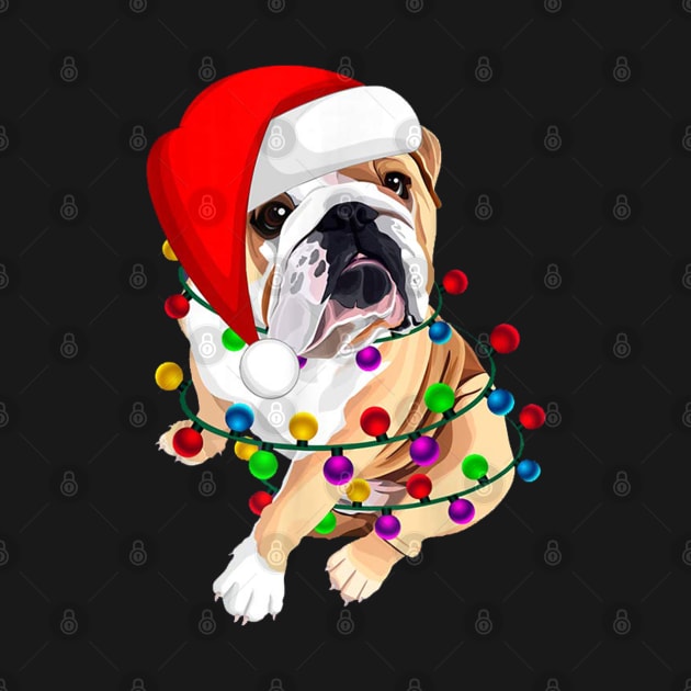 English Bulldog Christmas Dogmas Santa Hat Xmas Dogs Lover T-Shirt by Dodgefashion