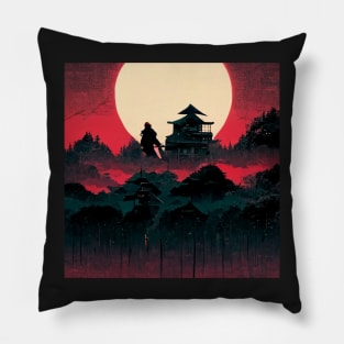 Japanese Samurai House - best selling Pillow