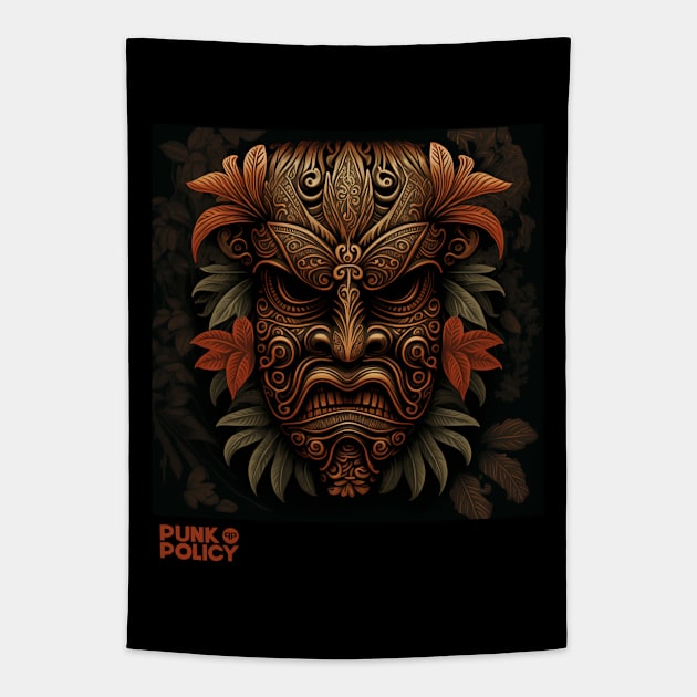 Hawaiian tiki mask design Tapestry by PunkPolicy