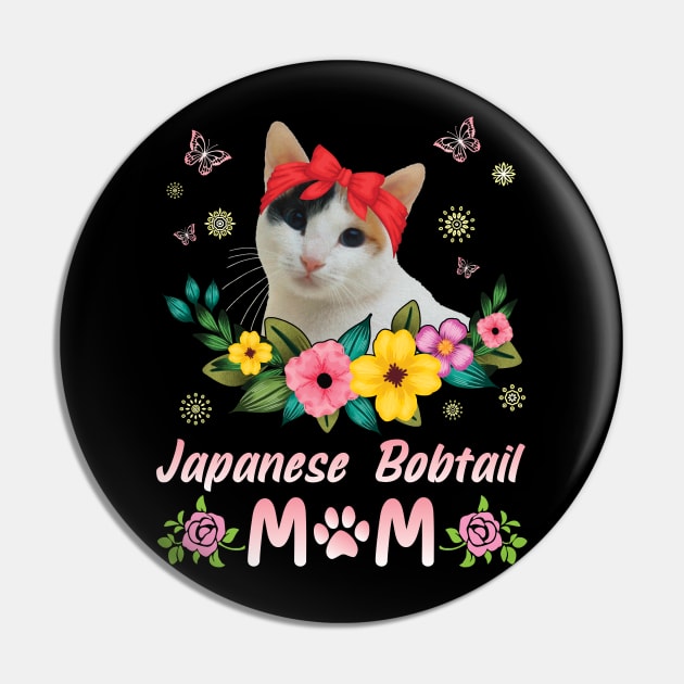 Flowers And Japanese Bobtail Cat Happy Mother Day Mommy Mama Pin by joandraelliot