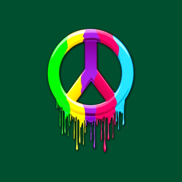 Peace Symbol Dripping Rainbow Paint by BluedarkArt