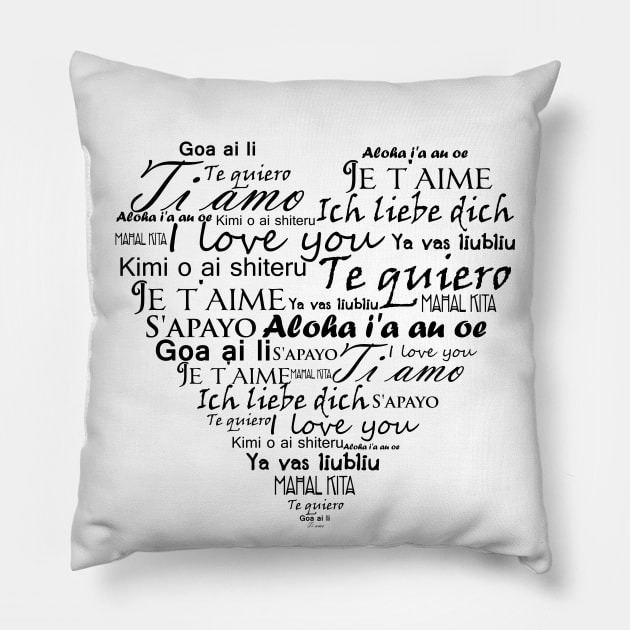 I love you in other languages Pillow by Pendientera