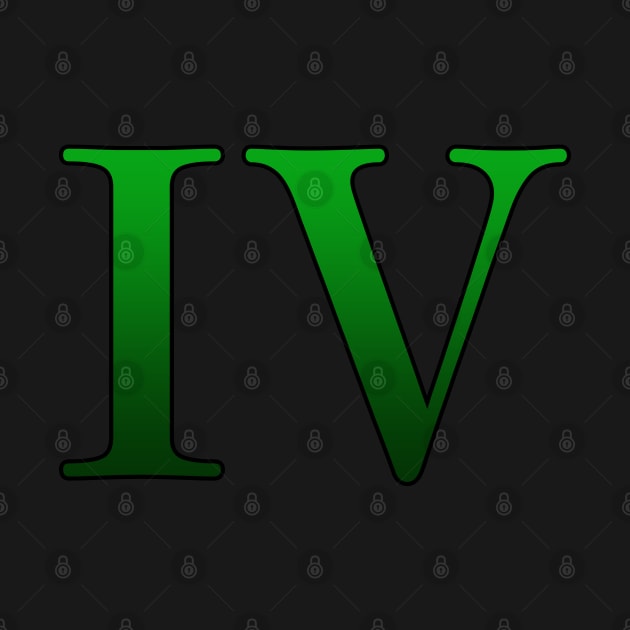 Green Roman Numeral 4 IV by Numerica