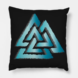 Vikings Norse Mythology Blue Valknut Pagan Asatru Magical Rune Pillow