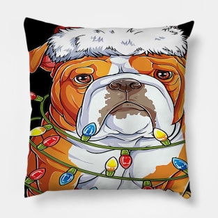 English Bulldog Santa Christmas Tree Lights Xmas Gifts Boys Pillow