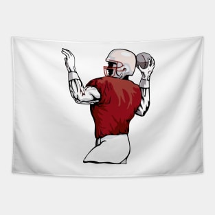 Quarterback Throwing Ball Retro Tapestry