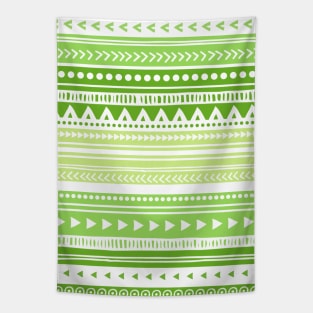 Lime green and white tribal pattern Tapestry