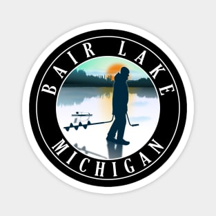Bair Lake Ice Fishing Michigan Sunset Magnet