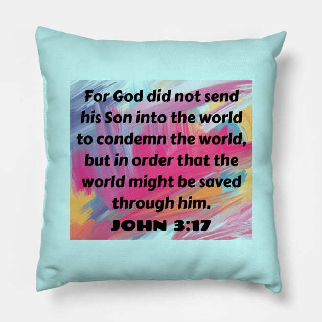 Bible Verse John 3:17 Pillow by Prayingwarrior