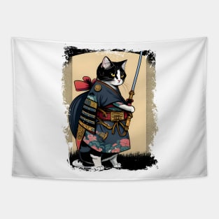 Japanese Cat Samurai Katana Catana - Cat lover Tapestry