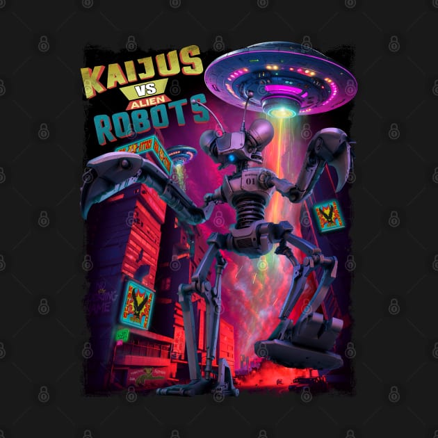 Kaijus vs Alien Robots from outer space by Beyond T-Shirts