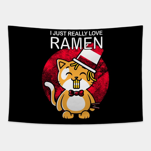 I just really love Ramen Kawaii Neko Cat Tapestry by BadDesignCo