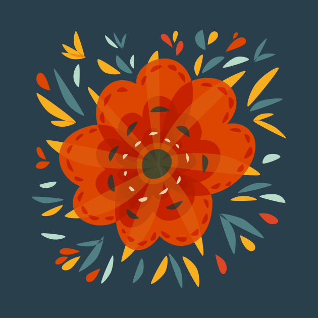 Decorative Orange Flower by Boriana Giormova