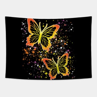 Beautiful Butterflies with Colorful Splatters Tapestry