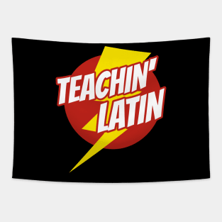 Super Latin Teacher - Funny Teacher Superhero Lightning Edition Tapestry