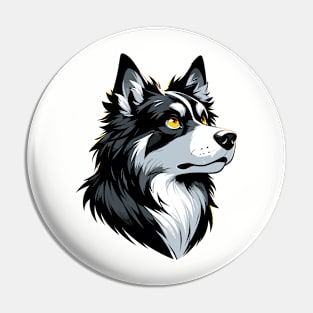 Stunning and Cool Australian Kelpie Monochrome and Gold Portrait for Father's Day Pin