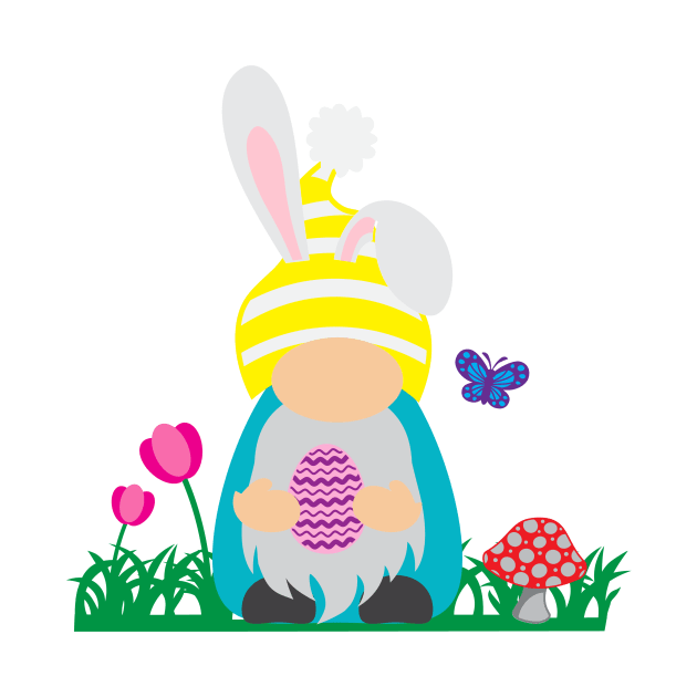 Easter Gnome Yellow Hat in a Garden by 2CreativeNomads