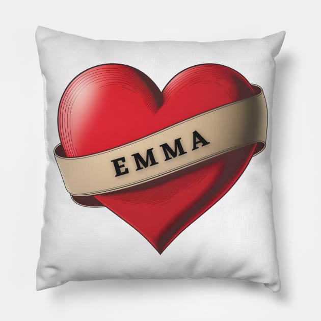 Emma - Lovely Red Heart With a Ribbon Pillow by Allifreyr@gmail.com