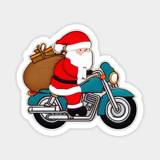 Santa Claus is driving a motorcycle. Magnet