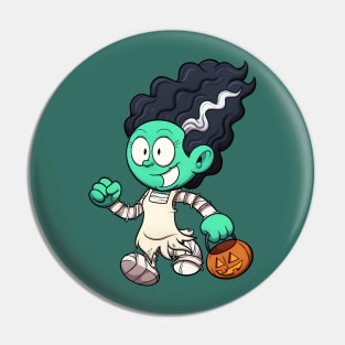 Kid In Frankenstein’s Bride Trick Or Treating Pin