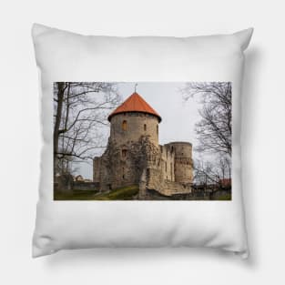 Ruins of medieval castle in Cesis, Latvia Pillow