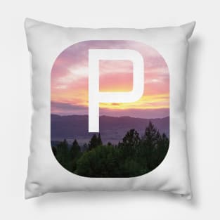 Initial P Sunset Photograph Pillow
