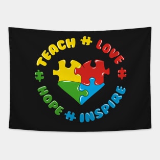 Autism Puzzle Teach Love Hope Inspire Tapestry