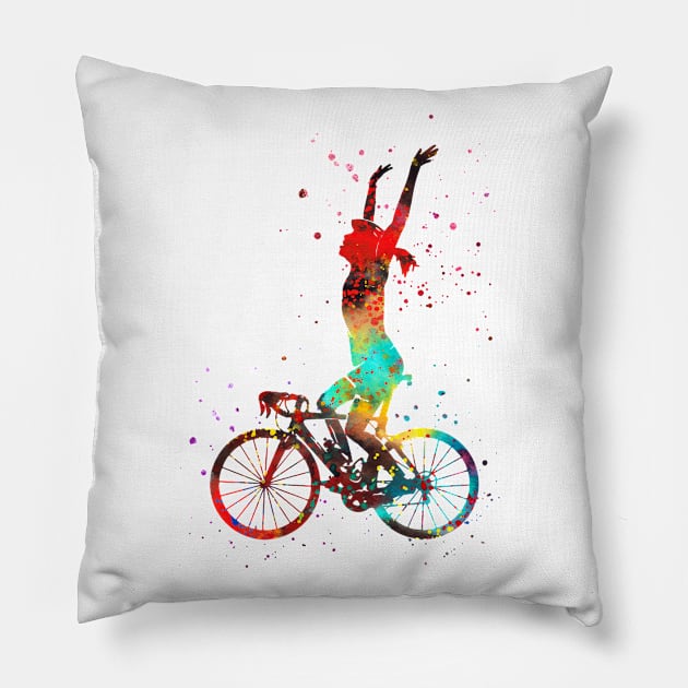 Road cycling Pillow by RosaliArt