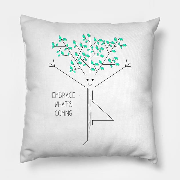 Cartoon tree yoga pose Pillow by SooperYela