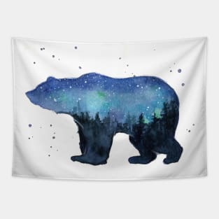 Galaxy Bear Silhouette Tapestry