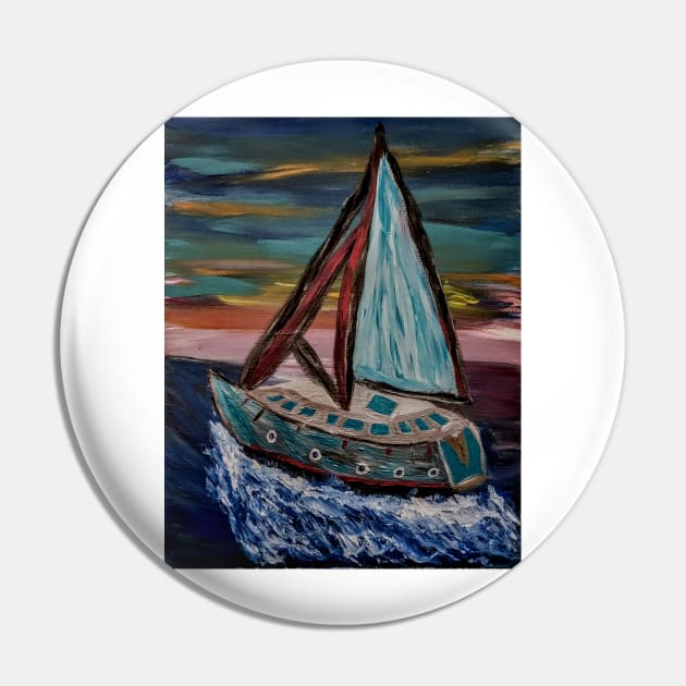 yacht sailing in the open ocean Pin by kkartwork