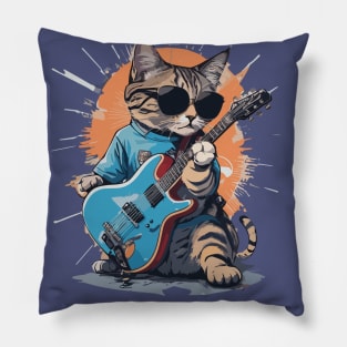 Cat Play Guitar Pillow