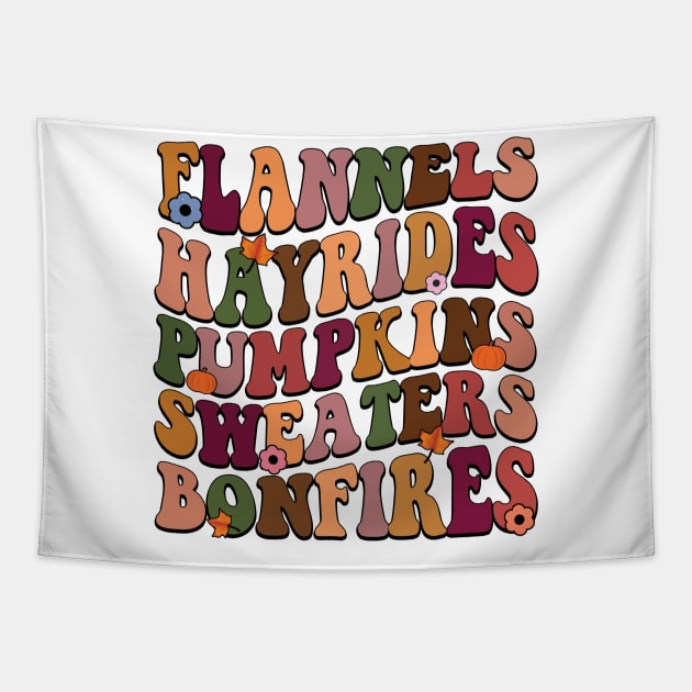 Flannels Hayrides Pumpkins Sweaters Bonfires Autumn Tapestry by DigitalCreativeArt