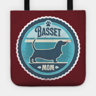 Basset Mom - Distressed Basset Hound Silhouette Design Tote