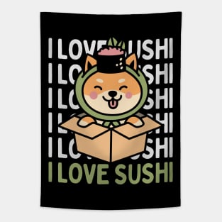 I love Sushi Cute Kawaii Sushi Animal Life is better eating sushi ramen Chinese food addict Tapestry