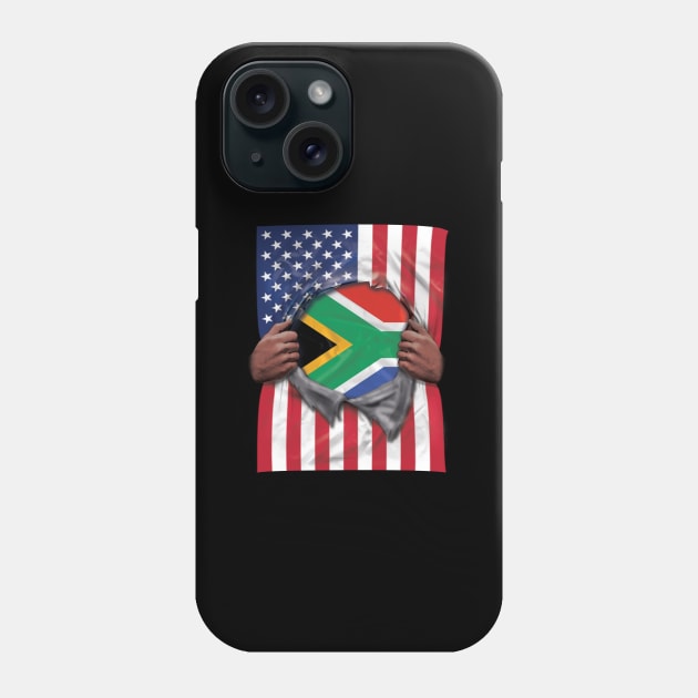 South Africa Flag American Flag Ripped - Gift for South African From South Africa Phone Case by Country Flags