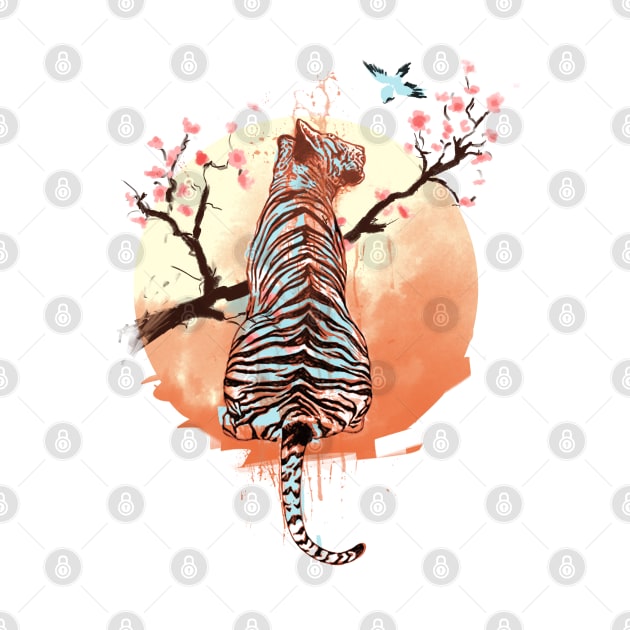 Tiger at the Sakura's Tree by IlonaHibernis