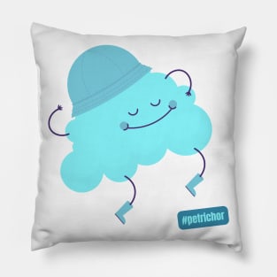 Hashtag Petrichor Cute Blue Cloud with a Rain Hat Pillow