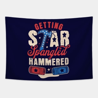 Getting Star Spangled Hammered - Funny 4th Of July Drinking Tapestry