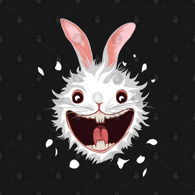 Crazy cute White rabbit smiling face by TMBTM