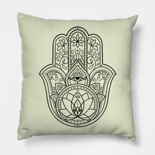 Hamsa Hand and Lotus Flower by Lorna Laine Pillow