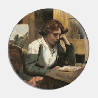 Young Girl Reading by Jean-Baptiste-Camille Corot Pin